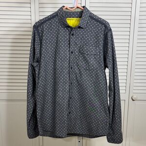 Descendant of Thieves Men's Gray Polka Dot Long Sleeves Shirt Large